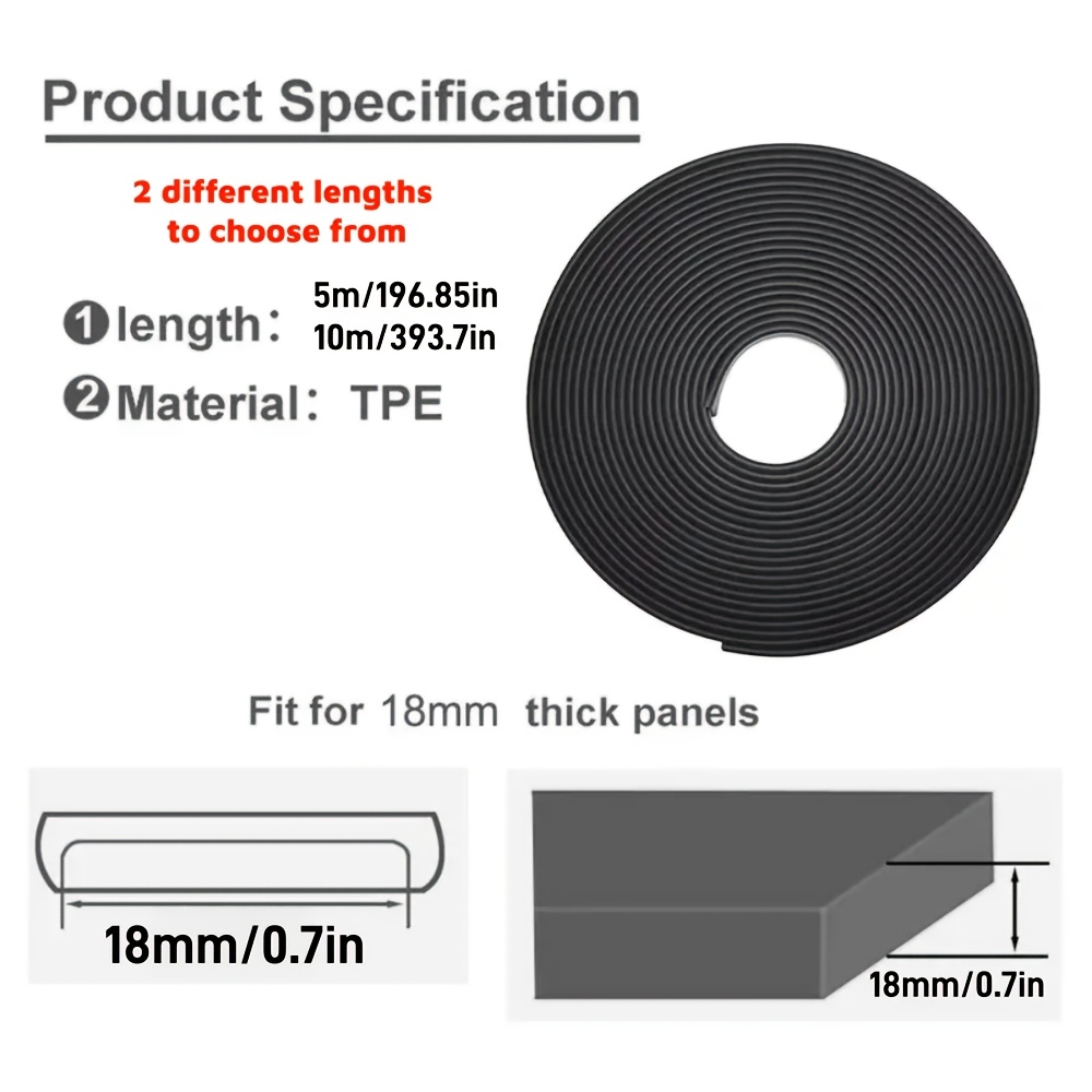 5M Flexible TPE Edge Banding T - Trim Restorer Plastic avaliação e preço