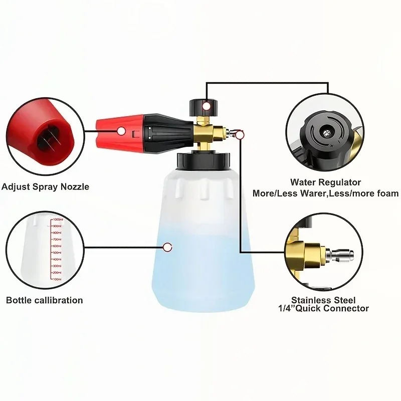 Adjustable Snow Foam Lance 1L  - Pressure Washer Foam Gun avaliação e preço