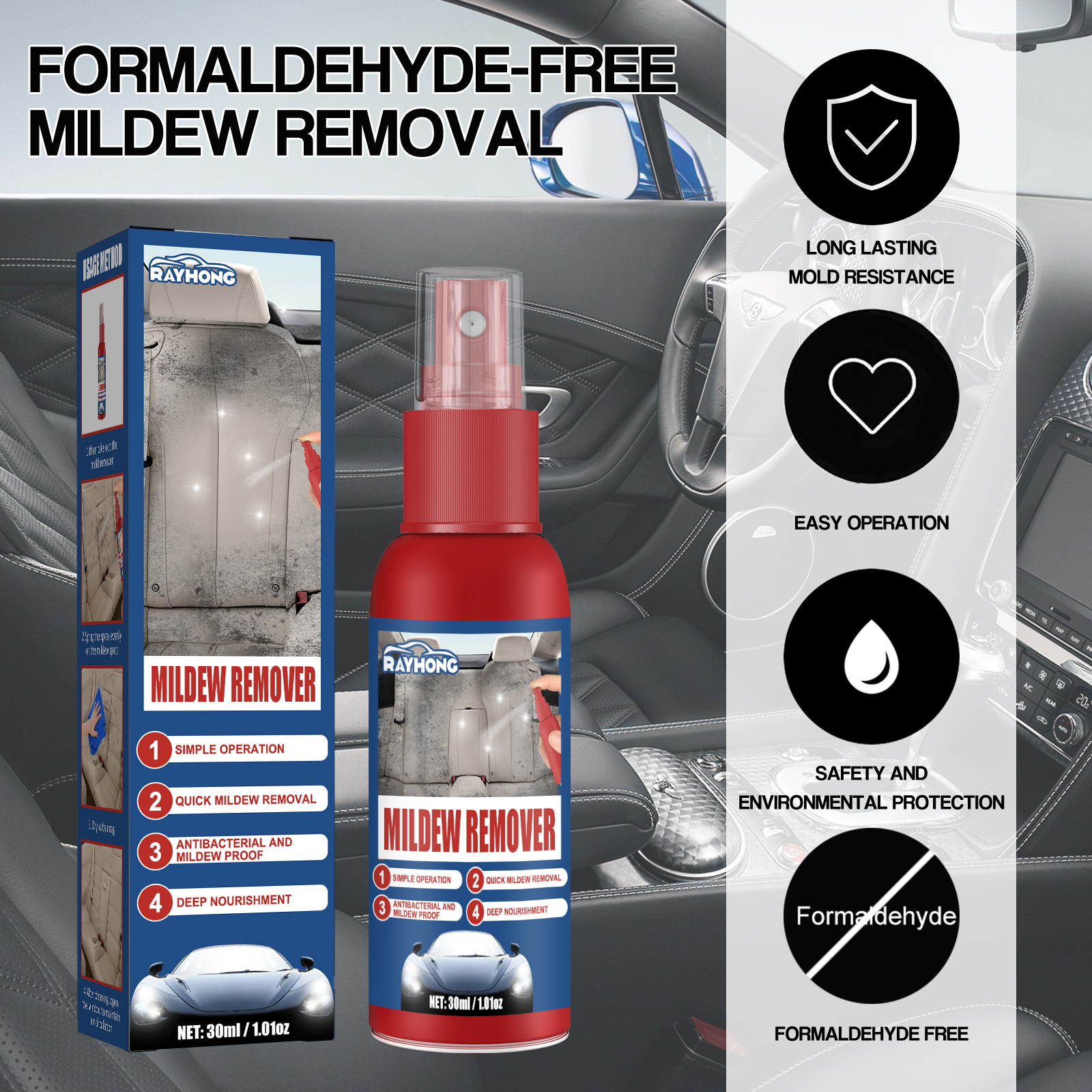 Car Mildew Remover Spray Multi - Seat Cleaner Fabric avaliação e preço